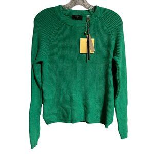 Tahari Ribbed Knit Crew Neck Sweater Womens Size Small Aloe Green Viscose Blend